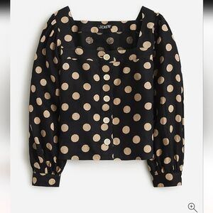 J.crew Squareneck button-up top in dot linen